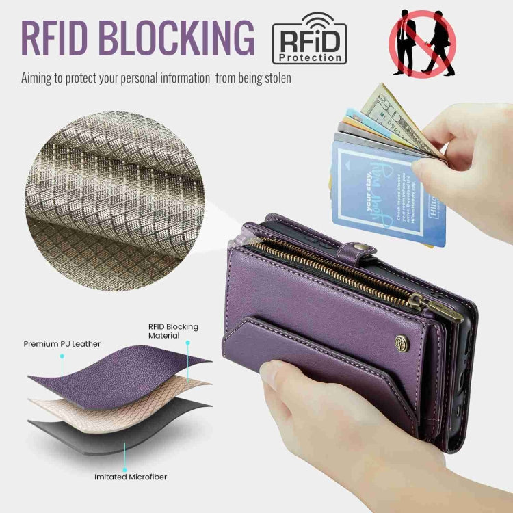 For Samsung Galaxy S10+ CaseMe C36 Card Slots Zipper Wallet RFID Anti-theft Leather Phone Case(Purple) - Galaxy Phone Cases by CaseMe | Online Shopping South Africa | PMC Jewellery | Buy Now Pay Later Mobicred