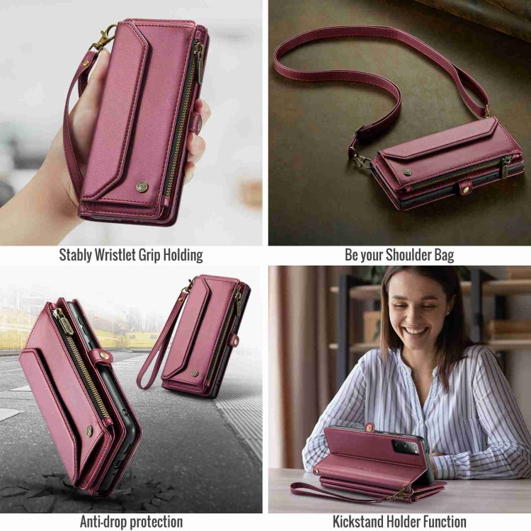 For Samsung Galaxy S20 FE CaseMe C36 Card Slots Zipper Wallet RFID Anti-theft Leather Phone Case(Wine Red) - Galaxy S20 FE Cases by CaseMe | Online Shopping South Africa | PMC Jewellery | Buy Now Pay Later Mobicred