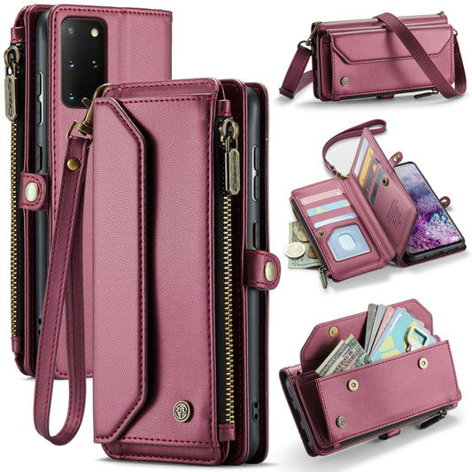 For Samsung Galaxy S20+ CaseMe C36 Card Slots Zipper Wallet RFID Anti-theft Leather Phone Case(Wine Red) - Galaxy Phone Cases by CaseMe | Online Shopping South Africa | PMC Jewellery | Buy Now Pay Later Mobicred