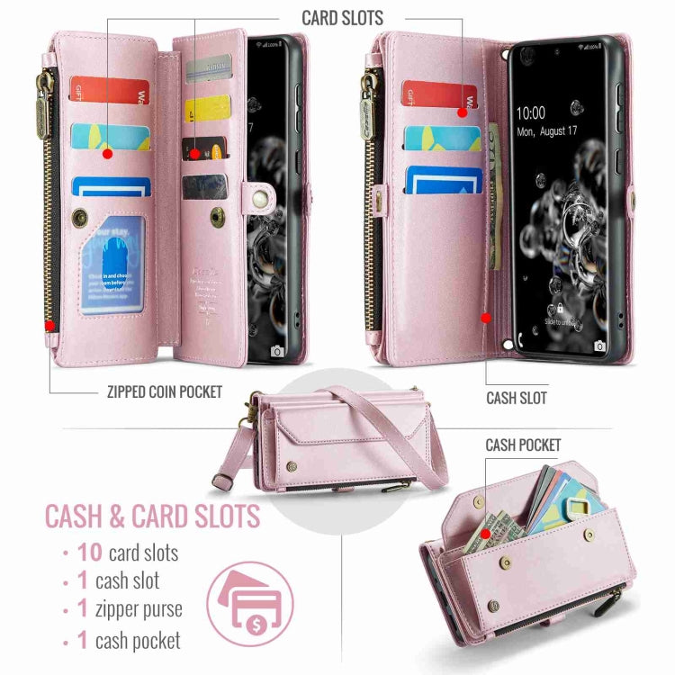 For Samsung Galaxy S20 Ultra CaseMe C36 Card Slots Zipper Wallet RFID Anti-theft Leather Phone Case(Pink) - Galaxy Phone Cases by CaseMe | Online Shopping South Africa | PMC Jewellery | Buy Now Pay Later Mobicred