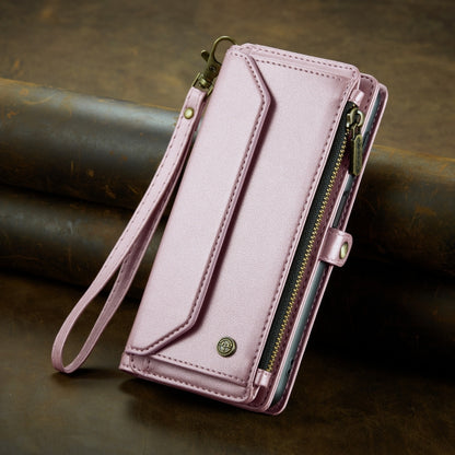 For Samsung Galaxy S22+ 5G CaseMe C36 Card Slots Zipper Wallet RFID Anti-theft Leather Phone Case(Pink) - Galaxy S22+ 5G Cases by CaseMe | Online Shopping South Africa | PMC Jewellery | Buy Now Pay Later Mobicred