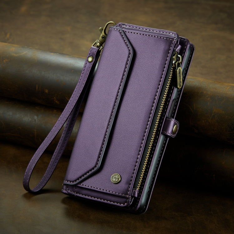 For Samsung Galaxy S22 Ultra 5G CaseMe C36 Card Slots Zipper Wallet RFID Anti-theft Leather Phone Case(Purple) - free shipping - PMC Jewellery - Order now!