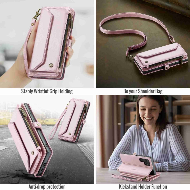 For Samsung Galaxy S22 Ultra 5G CaseMe C36 Card Slots Zipper Wallet RFID Anti-theft Leather Phone Case(Pink) - Galaxy S22 Ultra 5G Cases by CaseMe | Online Shopping South Africa | PMC Jewellery | Buy Now Pay Later Mobicred