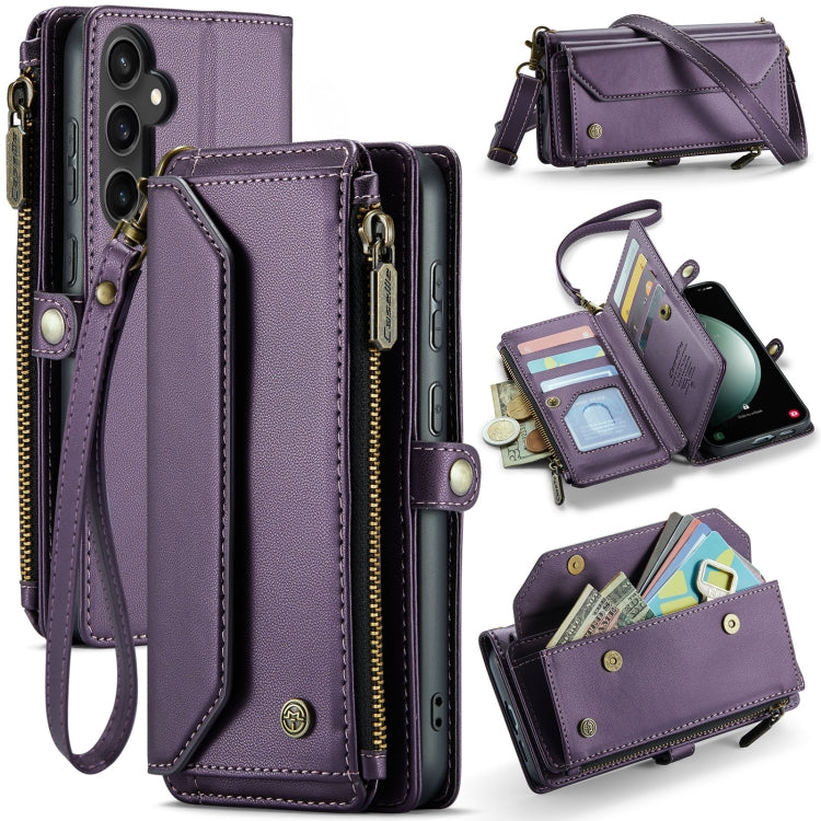 For Samsung Galaxy S23 FE 5G CaseMe C36 Card Slots Zipper Wallet RFID Anti-theft Leather Phone Case(Purple) - free shipping - PMC Jewellery - Order now!