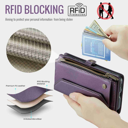 For Samsung Galaxy S23+ 5G CaseMe C36 Card Slots Zipper Wallet RFID Anti-theft Leather Phone Case(Purple) - Galaxy S23+ 5G Cases by CaseMe | Online Shopping South Africa | PMC Jewellery | Buy Now Pay Later Mobicred