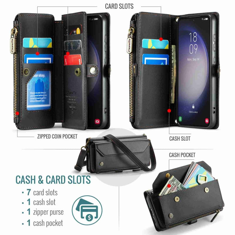 For Samsung Galaxy S23 5G CaseMe C36 Card Slots Zipper Wallet RFID Anti-theft Leather Phone Case(Black) - Galaxy S23 5G Cases by CaseMe | Online Shopping South Africa | PMC Jewellery | Buy Now Pay Later Mobicred