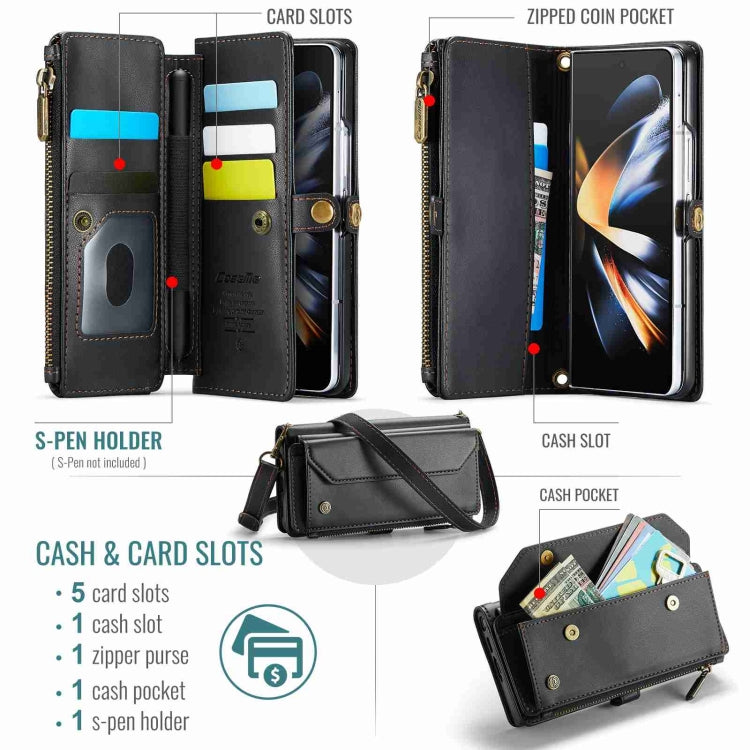 For Samsung Galaxy Z Fold4 CaseMe C36 Card Slots Zipper Wallet RFID Anti-theft Leather Phone Case(Black) - Galaxy Z Fold4 5G Cases by CaseMe | Online Shopping South Africa | PMC Jewellery | Buy Now Pay Later Mobicred