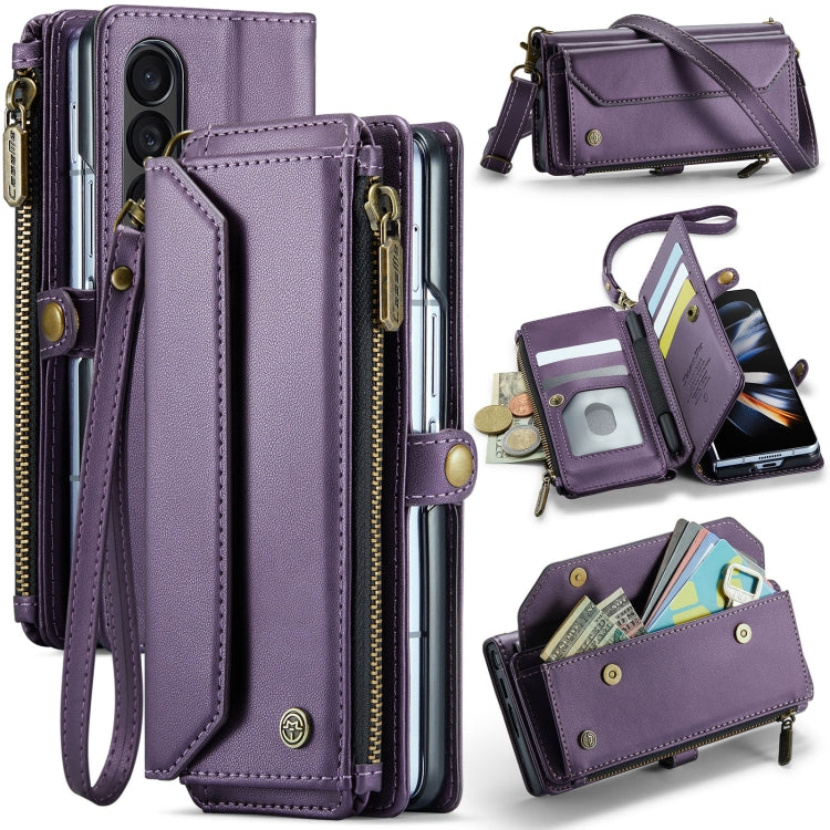 For Samsung Galaxy Z Fold4 CaseMe C36 Card Slots Zipper Wallet RFID Anti-theft Leather Phone Case(Purple) - Galaxy Z Fold4 5G Cases by CaseMe | Online Shopping South Africa | PMC Jewellery | Buy Now Pay Later Mobicred