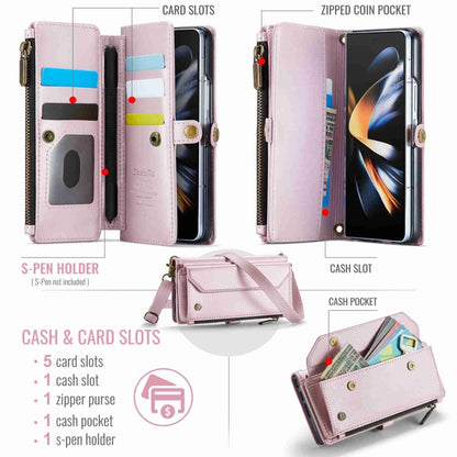 For Samsung Galaxy Z Fold4 CaseMe C36 Card Slots Zipper Wallet RFID Anti-theft Leather Phone Case(Pink) - Galaxy Z Fold4 5G Cases by CaseMe | Online Shopping South Africa | PMC Jewellery | Buy Now Pay Later Mobicred