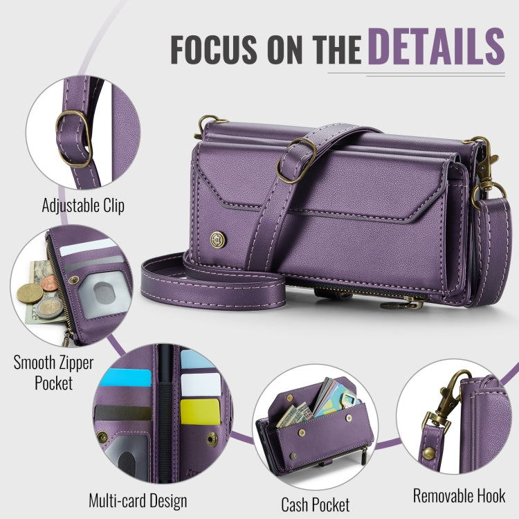 For Samsung Galaxy Z Fold6 5G CaseMe C36 Card Slots Zipper Wallet RFID Anti-theft Leather Phone Case(Purple) - Galaxy Z Fold6 5G Cases by CaseMe | Online Shopping South Africa | PMC Jewellery | Buy Now Pay Later Mobicred