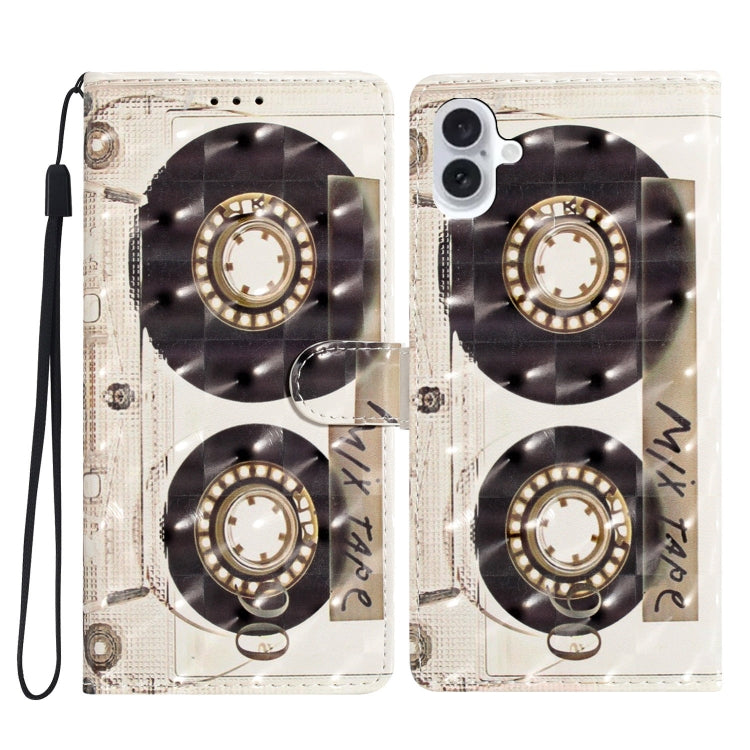 For iPhone 16 3D Pattern Leather Phone Case(Tape) - iPhone 16 Cases by PMC TechLife | Online Shopping South Africa | PMC TechLife | Buy Now Pay Later Mobicred