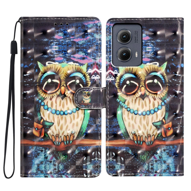 For Motorola Edge 2024 3D Pattern Leather Phone Case(Big-eyed owl) - Motorola Cases by PMC Jewellery | Online Shopping South Africa | PMC Jewellery | Buy Now Pay Later Mobicred