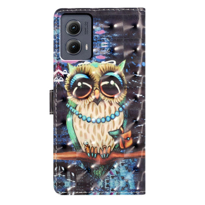 For Motorola Edge 2024 3D Pattern Leather Phone Case(Big-eyed owl) - Motorola Cases by PMC Jewellery | Online Shopping South Africa | PMC Jewellery | Buy Now Pay Later Mobicred