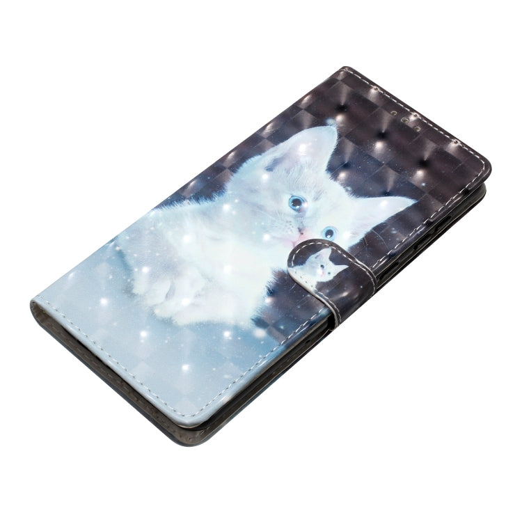 For Motorola Edge 2024 3D Pattern Leather Phone Case(White Cat) - Motorola Cases by PMC Jewellery | Online Shopping South Africa | PMC Jewellery | Buy Now Pay Later Mobicred