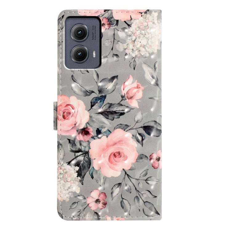 For Motorola Edge 2024 3D Pattern Leather Phone Case(Gray Base Flower) - Motorola Cases by PMC Jewellery | Online Shopping South Africa | PMC Jewellery | Buy Now Pay Later Mobicred