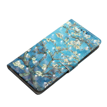 For Motorola Edge 2024 3D Pattern Leather Phone Case(Blue Base Apricot Flower) - Motorola Cases by PMC Jewellery | Online Shopping South Africa | PMC Jewellery | Buy Now Pay Later Mobicred