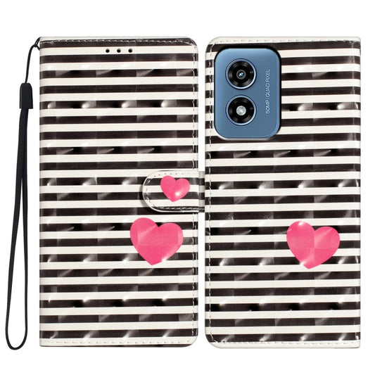 For Motorola Moto G Play 2024 3D Pattern Leather Phone Case(Striped Heart) - Motorola Cases by PMC Jewellery | Online Shopping South Africa | PMC Jewellery | Buy Now Pay Later Mobicred