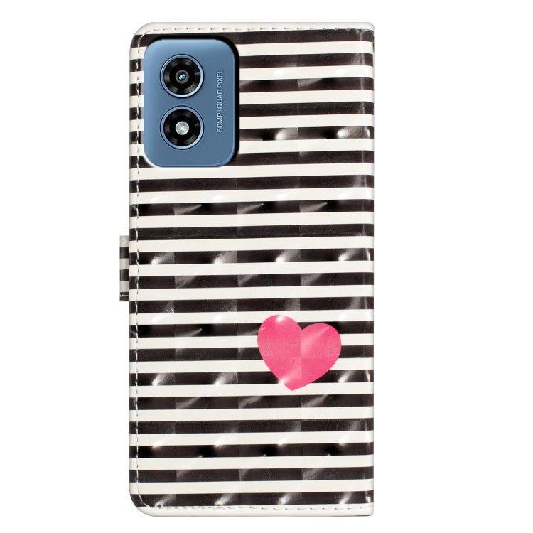 For Motorola Moto G Play 2024 3D Pattern Leather Phone Case(Striped Heart) - Motorola Cases by PMC Jewellery | Online Shopping South Africa | PMC Jewellery | Buy Now Pay Later Mobicred