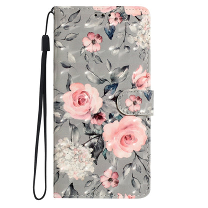 For Motorola Moto G Play 2024 3D Pattern Leather Phone Case(Gray Base Flower) - Motorola Cases by PMC Jewellery | Online Shopping South Africa | PMC Jewellery | Buy Now Pay Later Mobicred