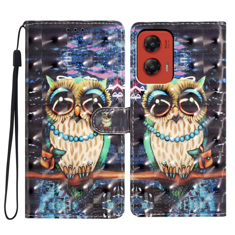 For Motorola Moto G Stylus 5G 2024 3D Pattern Leather Phone Case(Big-eyed owl) - Motorola Cases by PMC Jewellery | Online Shopping South Africa | PMC Jewellery | Buy Now Pay Later Mobicred