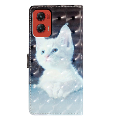 For Motorola Moto G Stylus 5G 2024 3D Pattern Leather Phone Case(White Cat) - Motorola Cases by PMC Jewellery | Online Shopping South Africa | PMC Jewellery | Buy Now Pay Later Mobicred