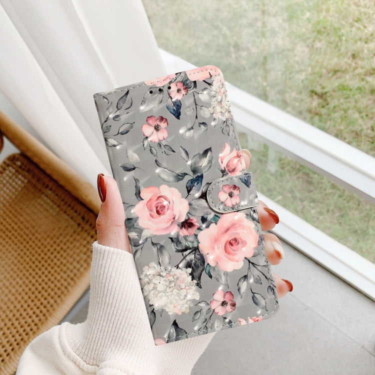 For Motorola Moto G Stylus 5G 2024 3D Pattern Leather Phone Case(Gray Base Flower) - Motorola Cases by PMC Jewellery | Online Shopping South Africa | PMC Jewellery | Buy Now Pay Later Mobicred