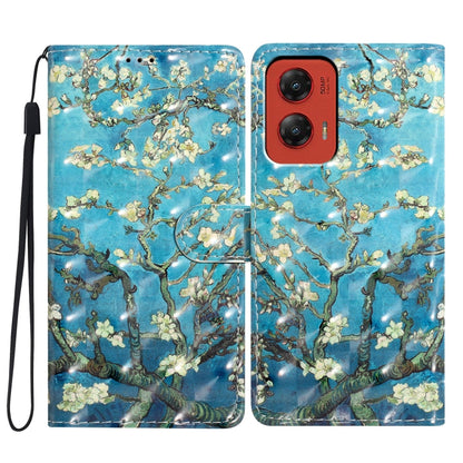 For Motorola Moto G Stylus 5G 2024 3D Pattern Leather Phone Case(Blue Base Apricot Flower) - Motorola Cases by PMC Jewellery | Online Shopping South Africa | PMC Jewellery | Buy Now Pay Later Mobicred