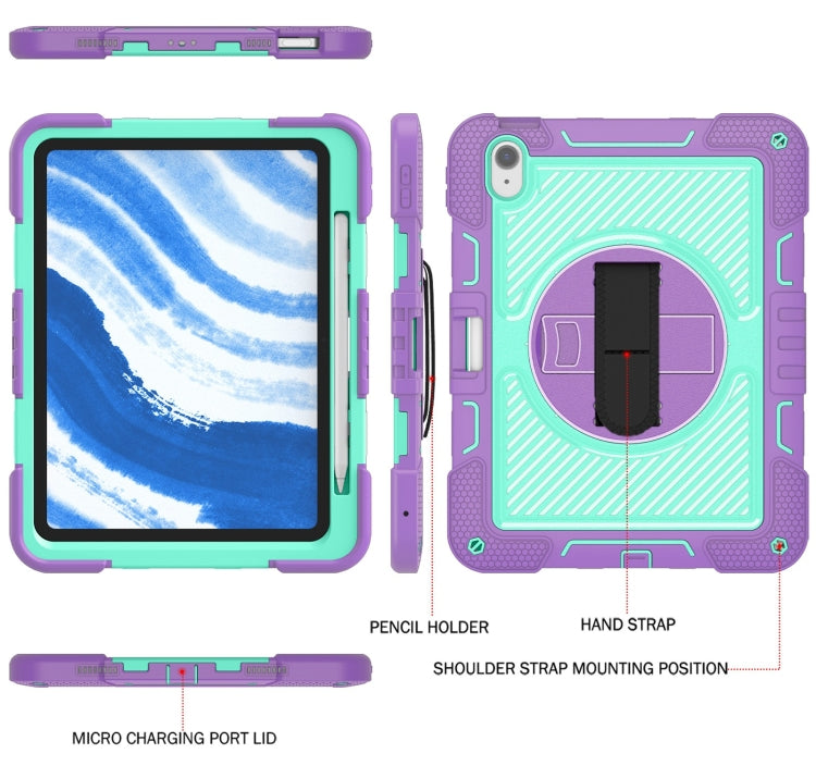 For iPad Air 11 2024 / Air 2022 10.9 360 Degree Rotation PC Contrast Silicone Tablet Case(Purple + Mint Green) - iPad Air 11 2024 Cases by PMC Jewellery | Online Shopping South Africa | PMC Jewellery | Buy Now Pay Later Mobicred