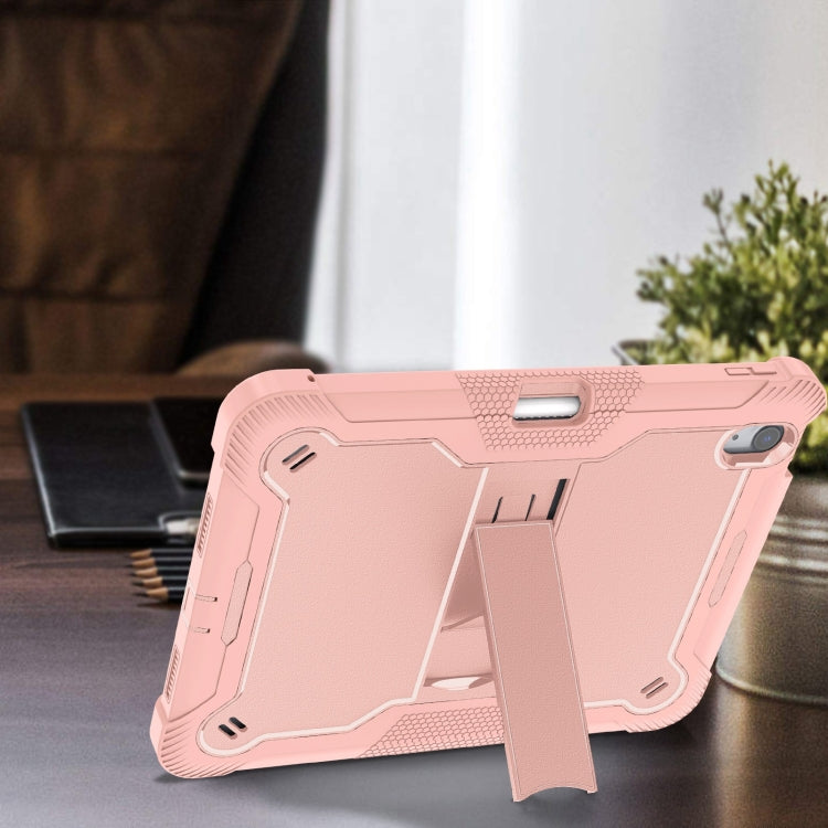 For iPad Air 11 2024 / Air 2022 10.9 Shockproof Silicone Hybrid PC Tablet Case with Holder(Rose Gold) - iPad Air 11 2025 / 2024 Cases by PMC Jewellery | Online Shopping South Africa | PMC Jewellery | Buy Now Pay Later Mobicred