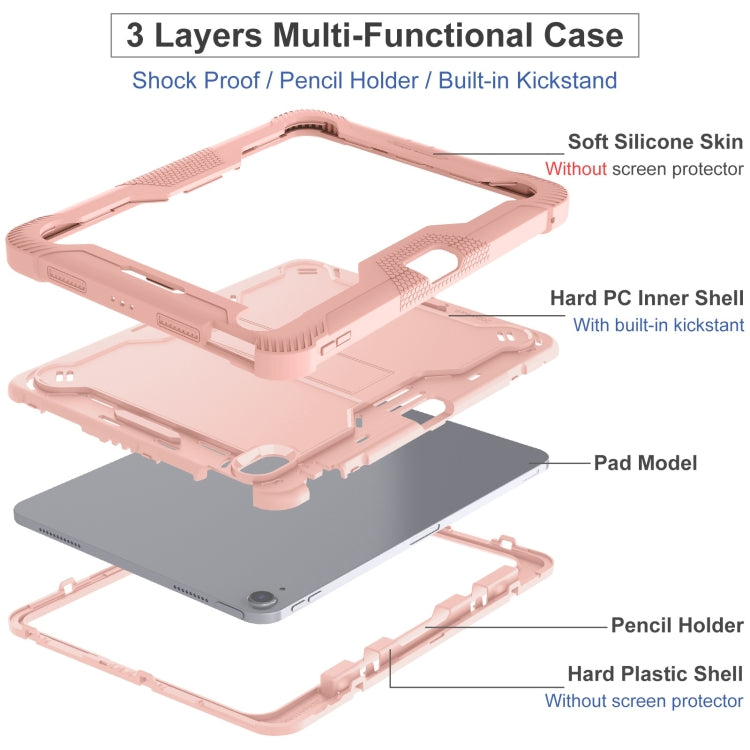 For iPad Air 11 2024 / Air 2022 10.9 Shockproof Silicone Hybrid PC Tablet Case with Holder(Rose Gold) - iPad Air 11 2025 / 2024 Cases by PMC Jewellery | Online Shopping South Africa | PMC Jewellery | Buy Now Pay Later Mobicred