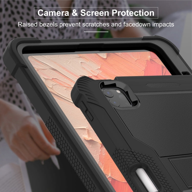 For iPad Pro 11 2024 Shockproof Silicone Hybrid PC Tablet Case with Holder(Black) - iPad Pro 11 2024 Cases by PMC Jewellery | Online Shopping South Africa | PMC Jewellery | Buy Now Pay Later Mobicred