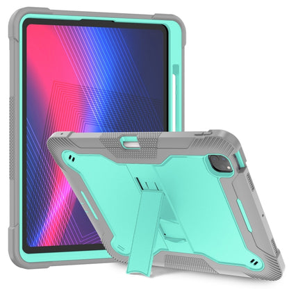 For iPad Pro 13 2024 Shockproof Silicone Hybrid PC Tablet Case with Holder(Mint Green + Grey) - iPad Pro 13 2024 Cases by PMC Jewellery | Online Shopping South Africa | PMC Jewellery | Buy Now Pay Later Mobicred