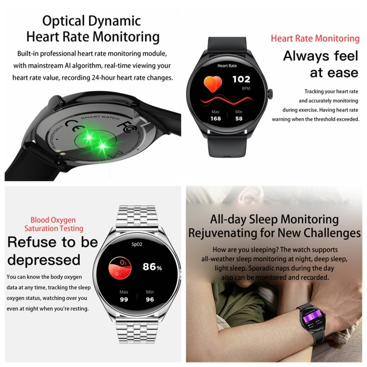 MT55 1.43 inch AMOLED HD Screen Ultra-thin Smart Call Health Watch, Silicone Strap(Black) - Smart Watches by PMC TechLife | Online Shopping South Africa | PMC TechLife | Buy Now Pay Later Mobicred