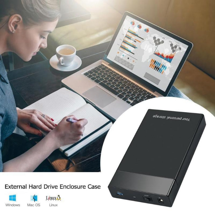 HDD 2.5 / 3.5 inch USB3.0 External Hard Drive Enclosure Case for Laptop Computer(UK Plug) - HDD Enclosure by PMC Jewellery | Online Shopping South Africa | PMC Jewellery | Buy Now Pay Later Mobicred