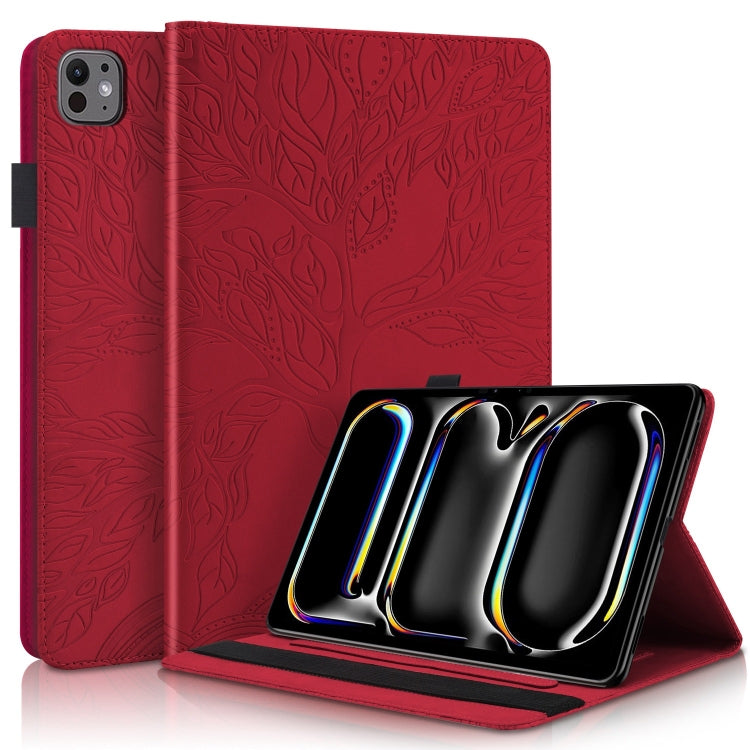 For iPad Pro 13 2024 Tree Life Series Embossed Smart Leather Tablet Case(Red) - iPad Pro 13 2024 Cases by PMC TechLife | Online Shopping South Africa | PMC TechLife | Buy Now Pay Later Mobicred