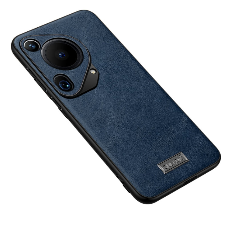 For Huawei Pura 70 Ultra SULADA Shockproof TPU Hybrid Handmade Leather Phone Case(Blue) - Huawei Cases by SULADA | Online Shopping South Africa | PMC Jewellery | Buy Now Pay Later Mobicred