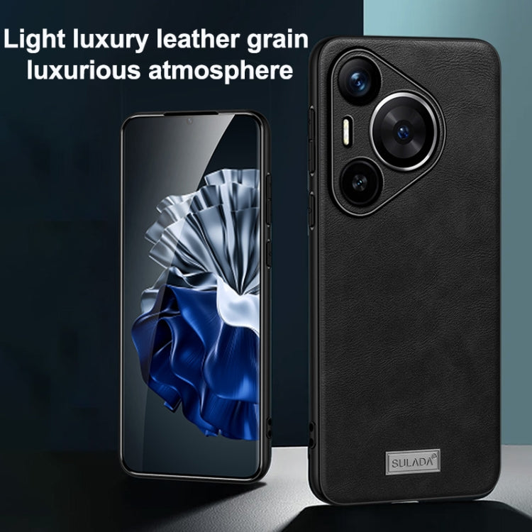 For Huawei Pura 70 Ultra SULADA Shockproof TPU Hybrid Handmade Leather Phone Case(Black) - Huawei Cases by SULADA | Online Shopping South Africa | PMC Jewellery | Buy Now Pay Later Mobicred