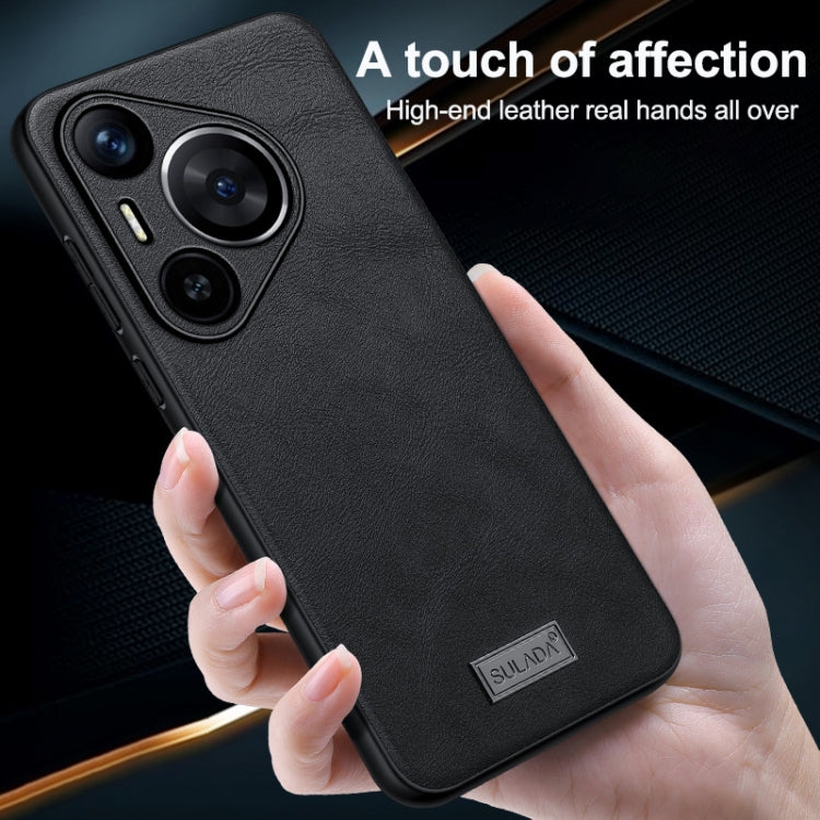 For Huawei Pura 70 SULADA Shockproof TPU Hybrid Handmade Leather Phone Case(Black) - Huawei Cases by SULADA | Online Shopping South Africa | PMC Jewellery | Buy Now Pay Later Mobicred