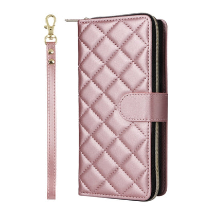 For Samsung Galaxy S25 Ultra 5G Crossbody Rhombic Zipper Tower Buckle Leather Phone Case with Lanyard(Rose Gold) - Galaxy S25 Ultra 5G Cases by PMC Jewellery | Online Shopping South Africa | PMC Jewellery | Buy Now Pay Later Mobicred