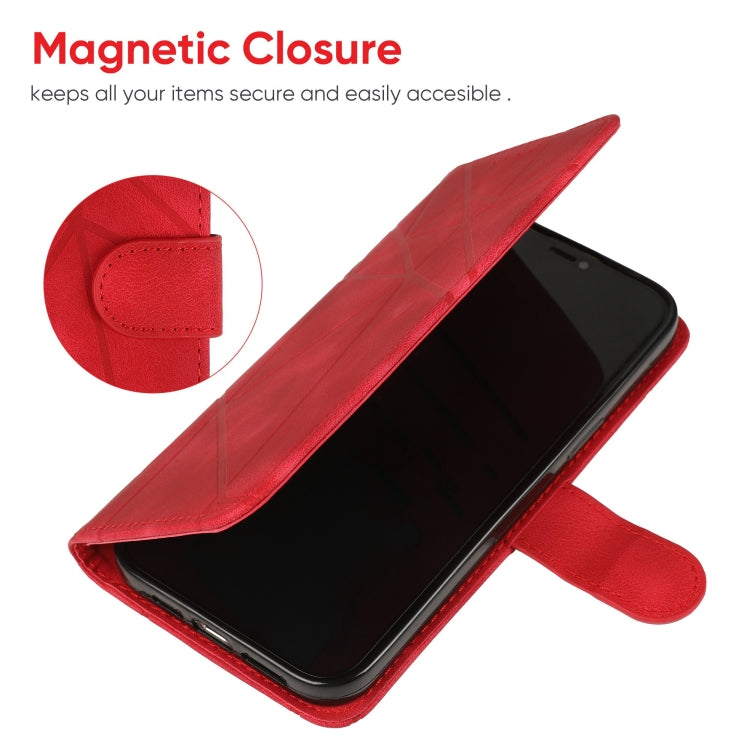 For Samsung Galaxy S24 / S25 5G Skin Feel Geometric Lines Leather Phone Case(Red) - Galaxy S24 5G Cases by PMC Jewellery | Online Shopping South Africa | PMC Jewellery | Buy Now Pay Later Mobicred