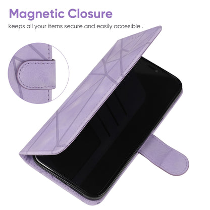 For Samsung Galaxy S24+ / S25+ 5G Skin Feel Geometric Lines Leather Phone Case(Purple) - Galaxy S24+ 5G Cases by PMC Jewellery | Online Shopping South Africa | PMC Jewellery | Buy Now Pay Later Mobicred