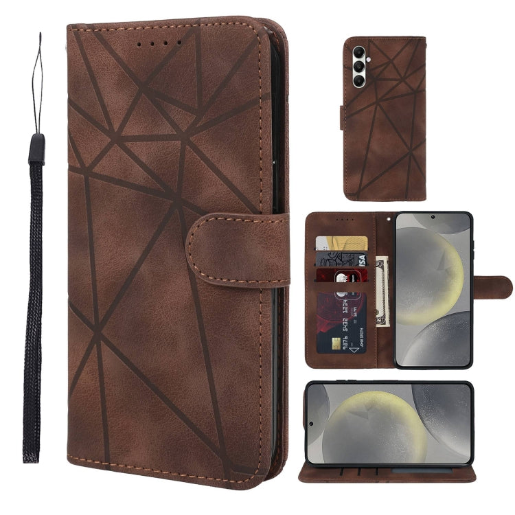 For Samsung Galaxy S24+ / S25+ 5G Skin Feel Geometric Lines Leather Phone Case(Brown) - Galaxy S24+ 5G Cases by PMC Jewellery | Online Shopping South Africa | PMC Jewellery | Buy Now Pay Later Mobicred