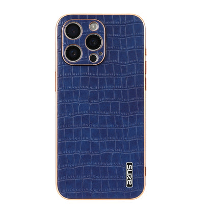 For iPhone 15 Pro Max AZNS Electroplated Frame Crocodile Texture Full Coverage Phone Case(Blue) - iPhone 15 Pro Max Cases by AZNS | Online Shopping South Africa | PMC Jewellery | Buy Now Pay Later Mobicred