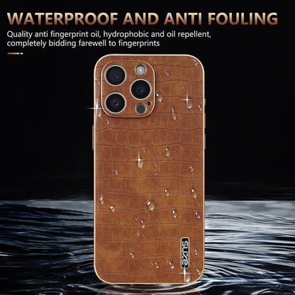 For iPhone 16 Pro AZNS Electroplated Frame Crocodile Texture Full Coverage Phone Case(Blue) - iPhone 16 Pro Cases by AZNS | Online Shopping South Africa | PMC Jewellery | Buy Now Pay Later Mobicred