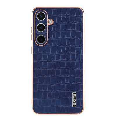 For Samsung Galaxy S24 5G AZNS Electroplated Frame Crocodile Texture Full Coverage Phone Case(Blue) - Galaxy S24 5G Cases by AZNS | Online Shopping South Africa | PMC Jewellery | Buy Now Pay Later Mobicred