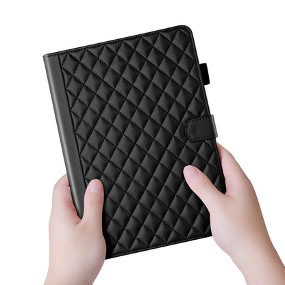 For iPad Pro 13 2024 Rhombus Lattice Leather Smart Tablet Case(Black) - iPad Pro 13 2024 Cases by PMC Jewellery | Online Shopping South Africa | PMC Jewellery | Buy Now Pay Later Mobicred