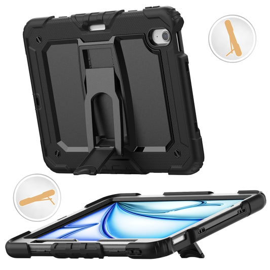 For iPad Air 11 2024 Silicone Hydric PC Tablet Case with Shoulder Strap & Holder(Black) - iPad Air 11 2024 Cases by PMC Jewellery | Online Shopping South Africa | PMC Jewellery | Buy Now Pay Later Mobicred