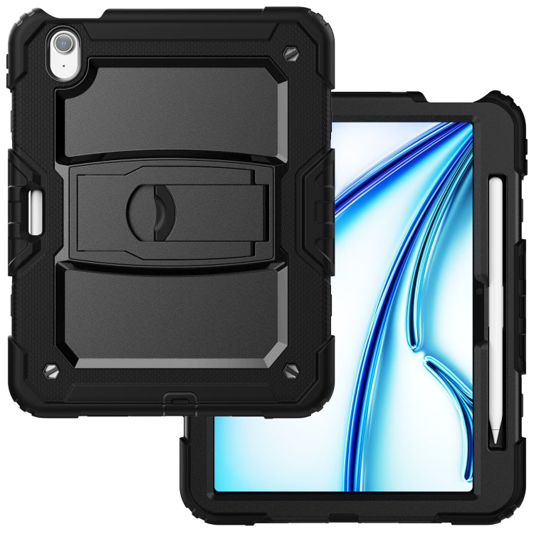 For iPad Air 11 2025 / 2024 Silicone Hydric PC Tablet Case with Shoulder Strap & Holder(Black) - iPad Air 11 2025 / 2024 Cases by PMC Jewellery | Online Shopping South Africa | PMC Jewellery | Buy Now Pay Later Mobicred