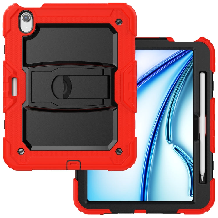 For iPad Air 11 2024 Silicone Hydric PC Tablet Case with Shoulder Strap & Holder(Red) - iPad Air 11 2024 Cases by PMC Jewellery | Online Shopping South Africa | PMC Jewellery | Buy Now Pay Later Mobicred