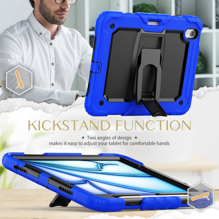 For iPad Air 11 2024 Silicone Hydric PC Tablet Case with Shoulder Strap & Holder(Blue) - iPad Air 11 2024 Cases by PMC Jewellery | Online Shopping South Africa | PMC Jewellery | Buy Now Pay Later Mobicred